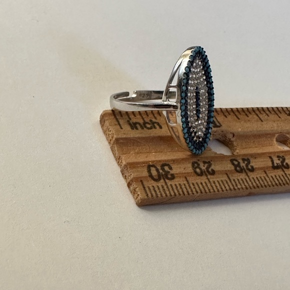 🧿925 Silver evileye set of earrings and ring turquoise and cz stones - Picture 5 of 9